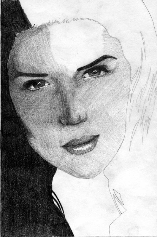 Portrait of Neve Campbell -- A Work in Progress # 21 of 21 by Earle Wood