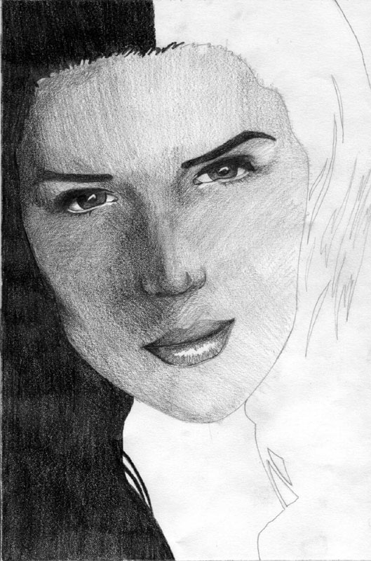 Portrait of Neve Campbell -- A Work in Progress # 21 of 21 by Earle Wood