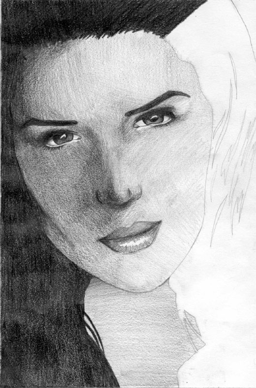 Portrait of Neve Campbell -- A Work in Progress # 21 of 21 by Earle Wood