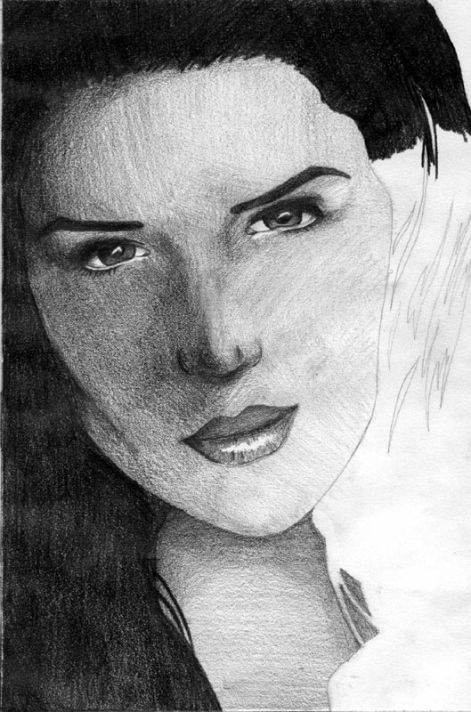 Portrait of Neve Campbell -- A Work in Progress # 21 of 21 by Earle Wood